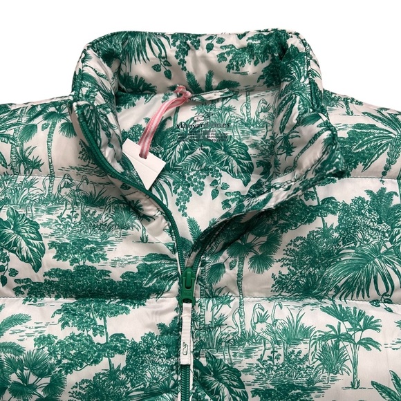 Vineyard Vines Oversized Printed Puffer Vest Toile Green Meadow Girls - Size L - Picture 3 of 9